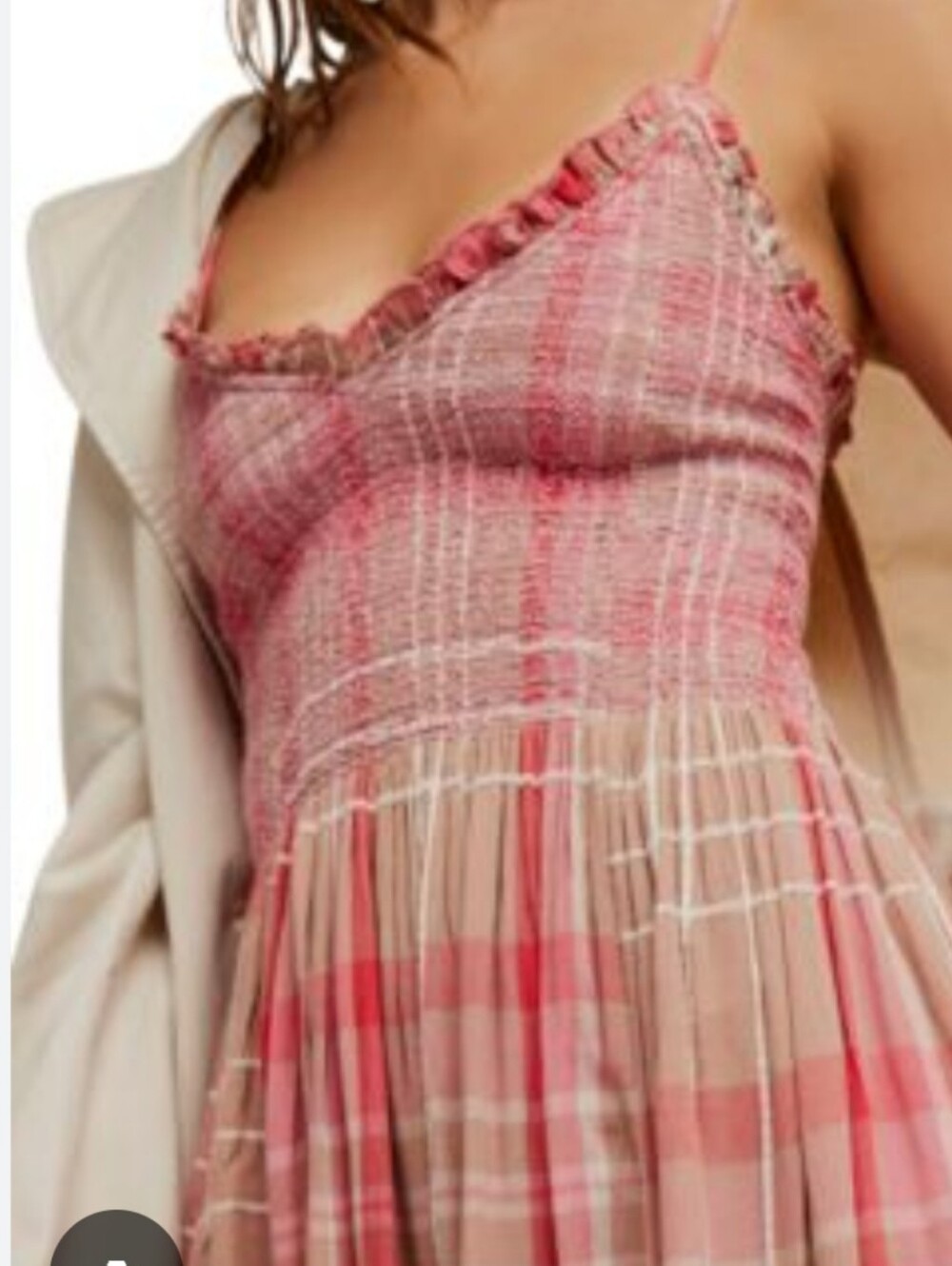 Free People New With Tags Sweet Nothings Midi/maxi Reds/tan Plaid Dress Med - Picture 2 of 9